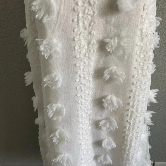 Boutique Boho White Jacquard Ruffle Mini Dress Size Small - Picture 5 of 6